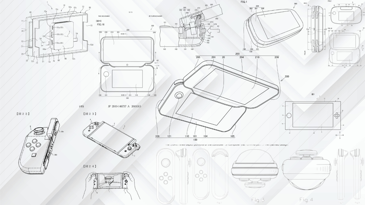 A patent for a video game console on a white paper background
