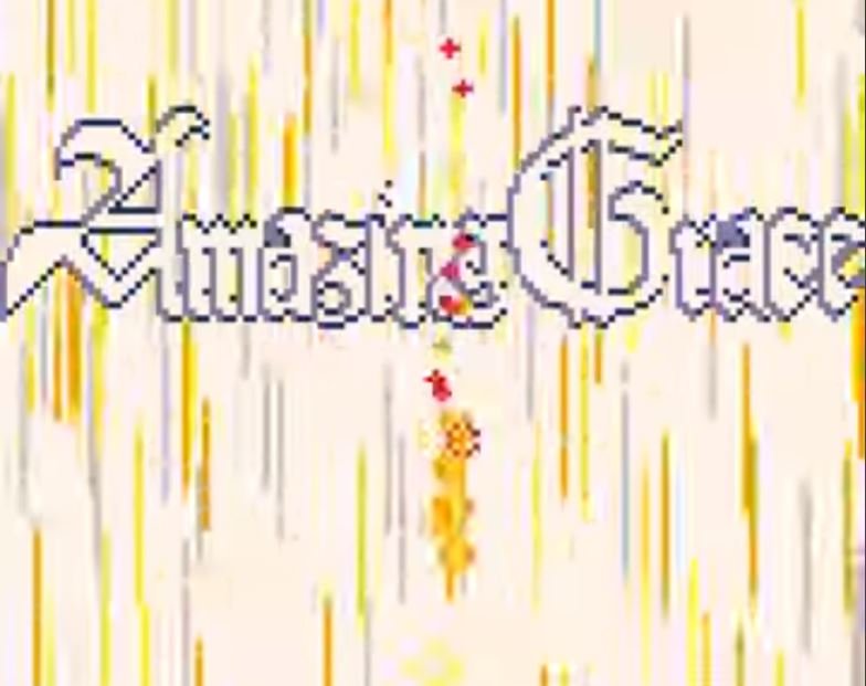 Text reading "Amazing Grace" on a yellow background