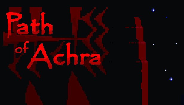 Red text reading "Path of Achra" on a starry background